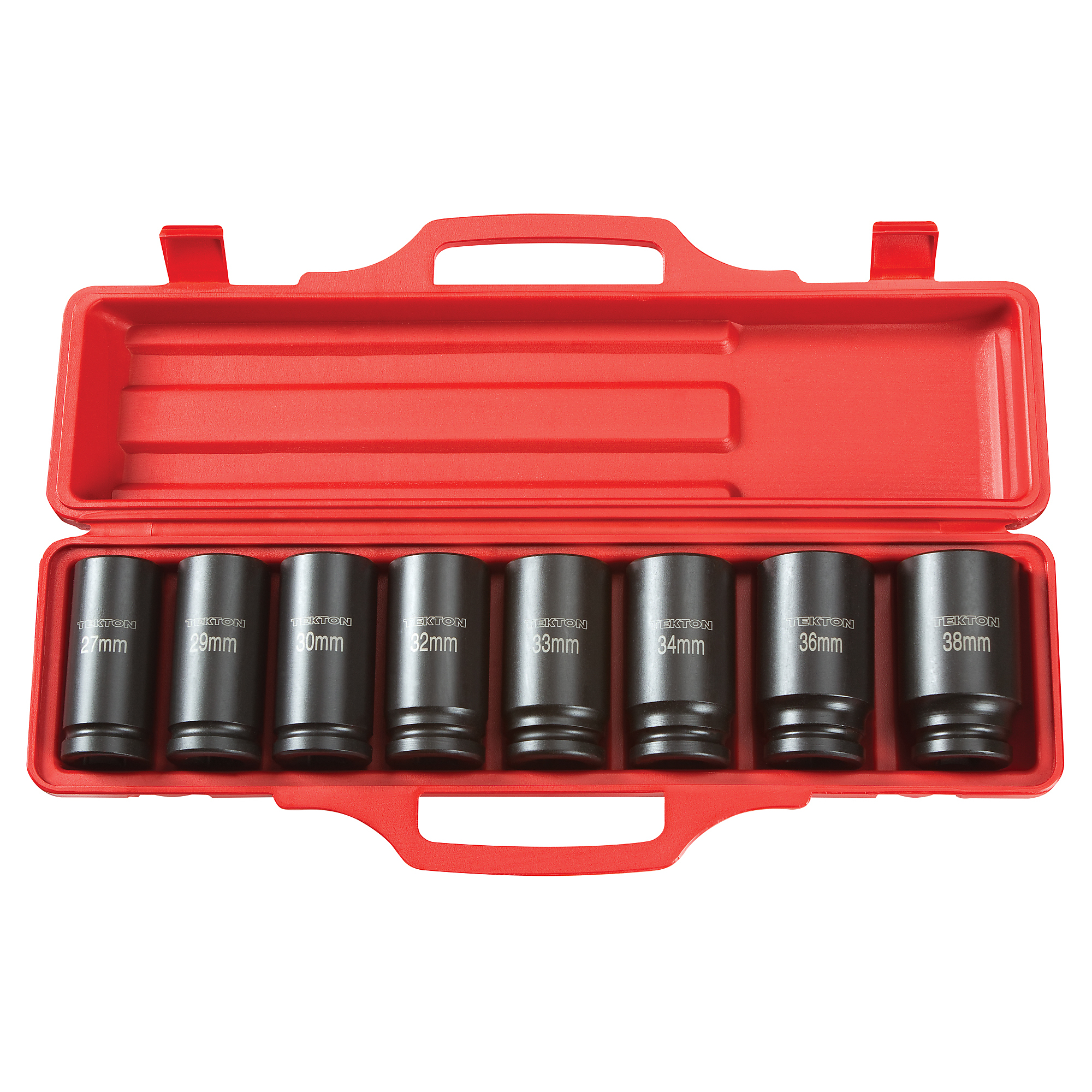 TEKTON 3/4 Inch Drive Deep 6-Point Impact Socket Set with Case, 8-Piece (27 - 38 mm) | 4889